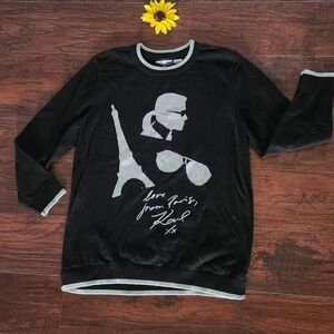 Karl Lagerfeld Black and Silver Paris Graphic Crewneck Sweater 🖤🖤